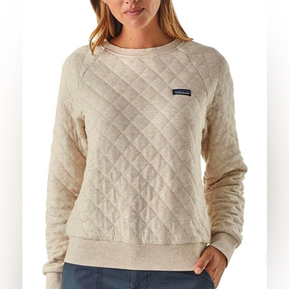Patagonia Sweaters - Patagonia Women Quilted Sweatshirt Organic Cotton XS Light green